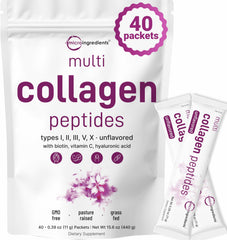 Micro Ingredients multi collagen stick pack open for on-the-go skin and joint support.