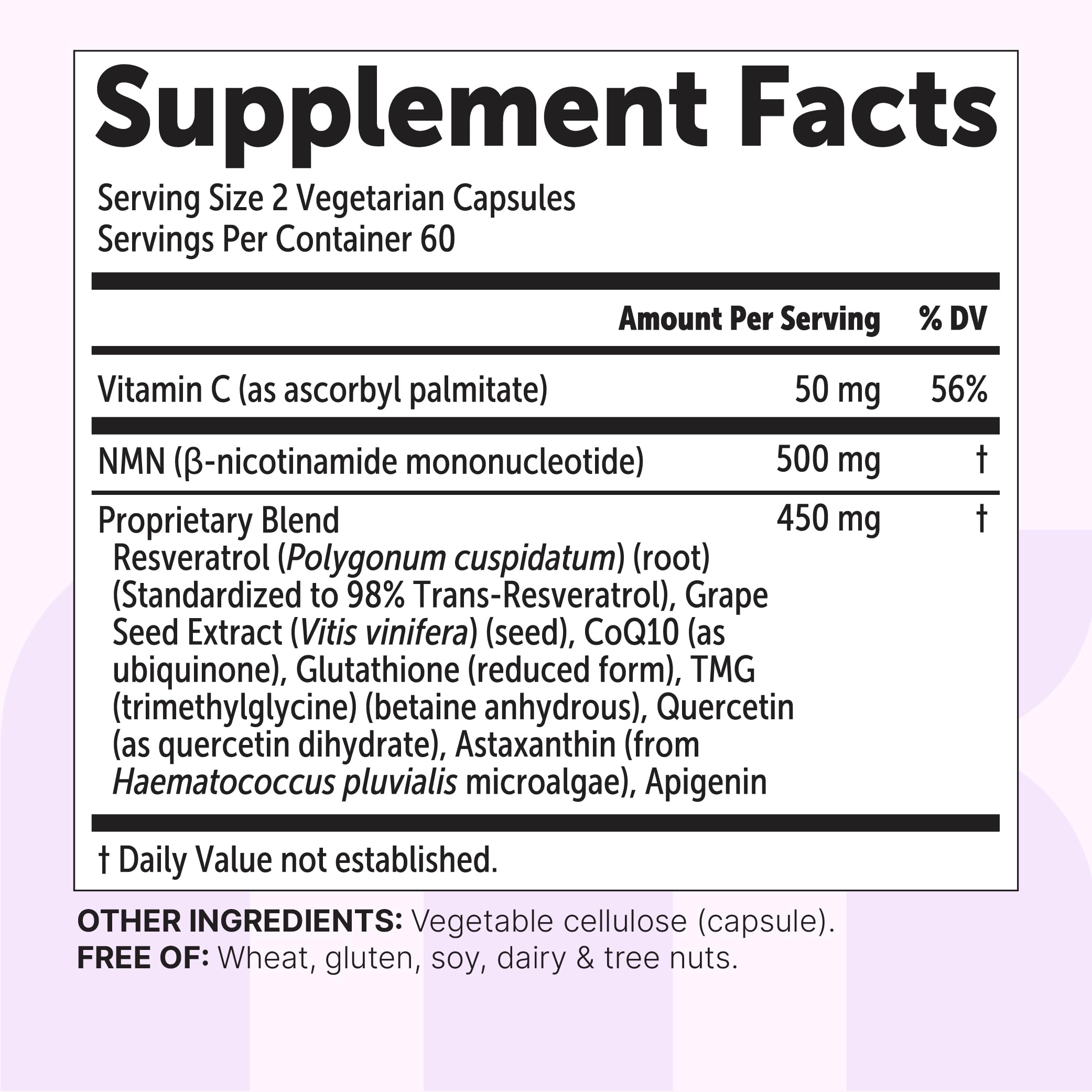 Fat-soluble vitamin C in Micro Ingredients NMN Complex provides antioxidant protection.