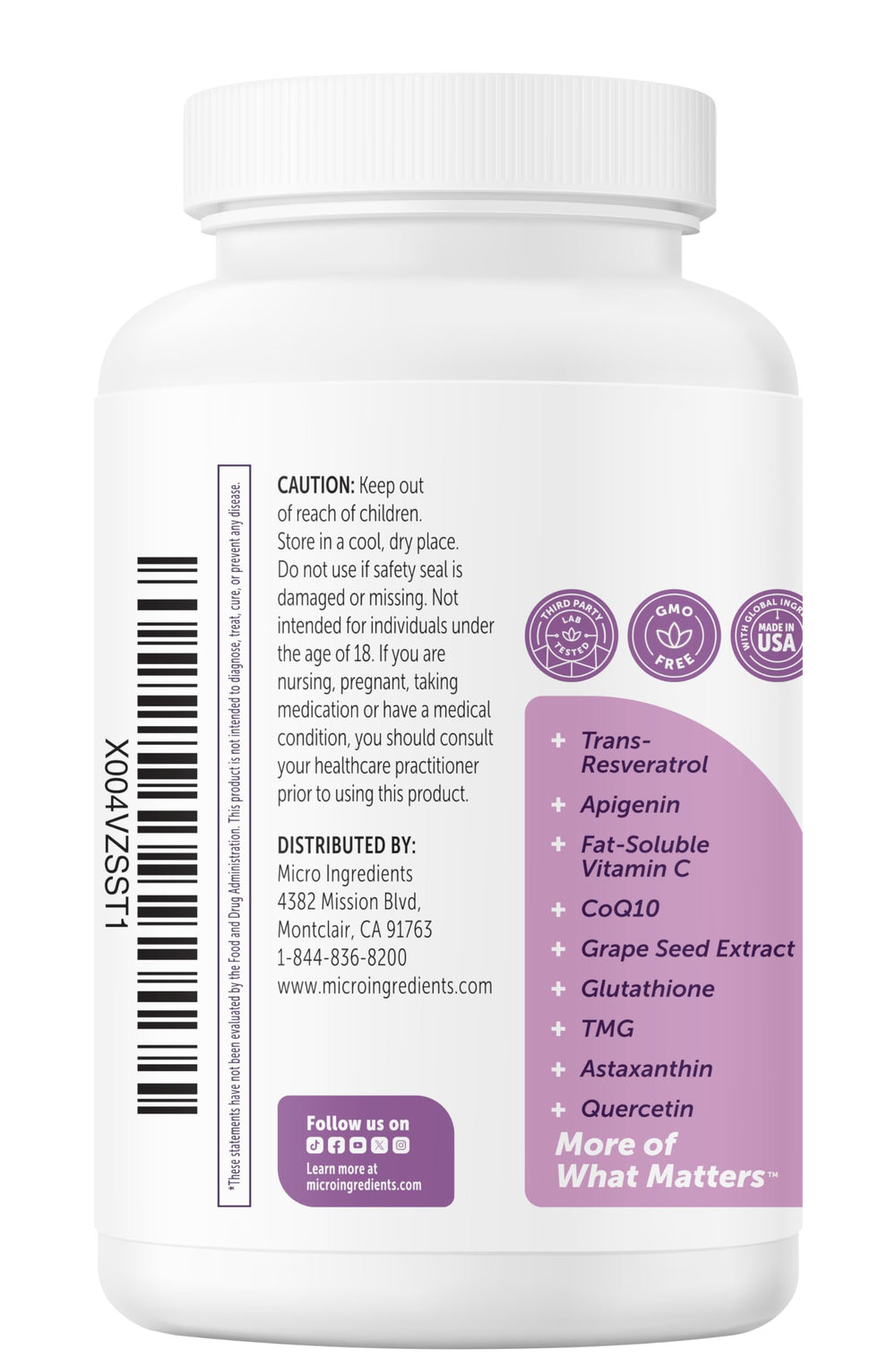 Non-GMO Micro Ingredients NMN Complex for clean label options.