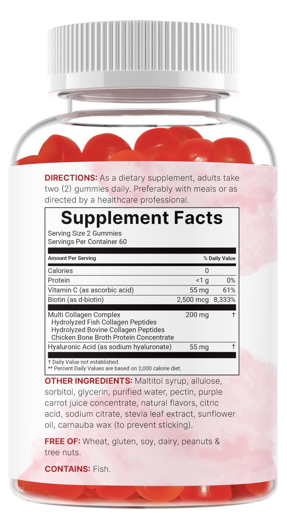 Micro Ingredients nutrition panel shows biotin, vitamin C, hydration support.
