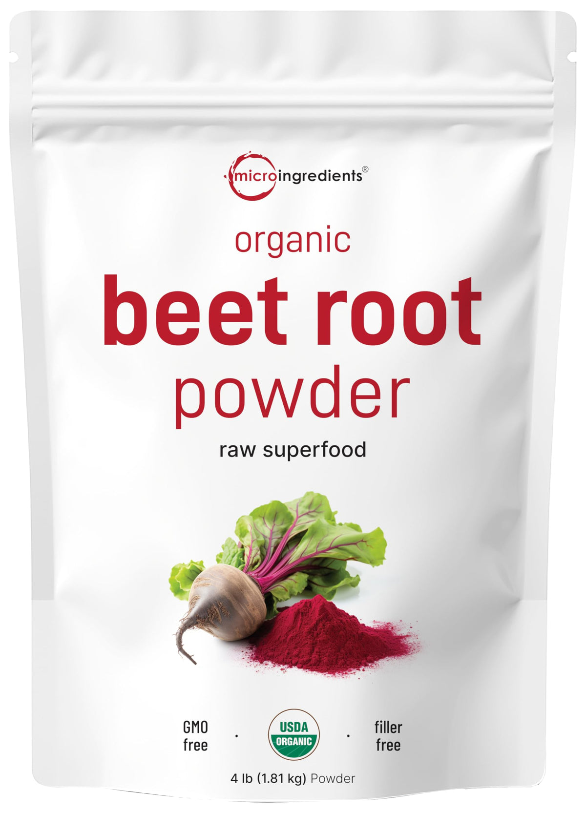 Micro Ingredients organic beet root powder bulk jar for daily smoothies