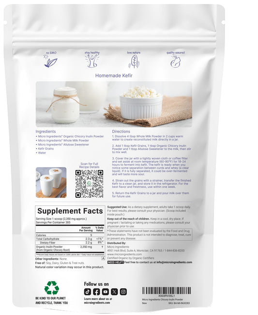 Micro Ingredients Organic Inulin Chicory Powder for vegan, unflavored supplement