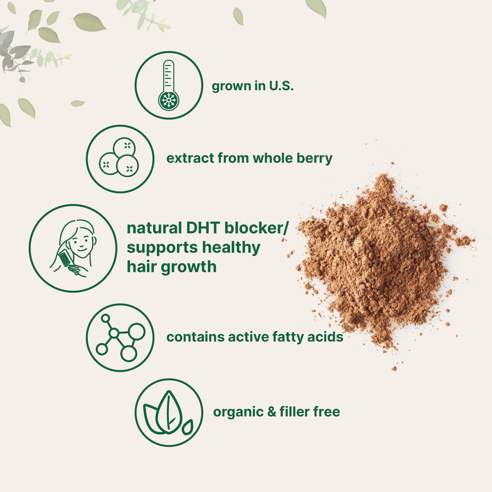 Micro Ingredients organic saw palmetto berry extract powder closeup highlights pure, additive-free nutrition.