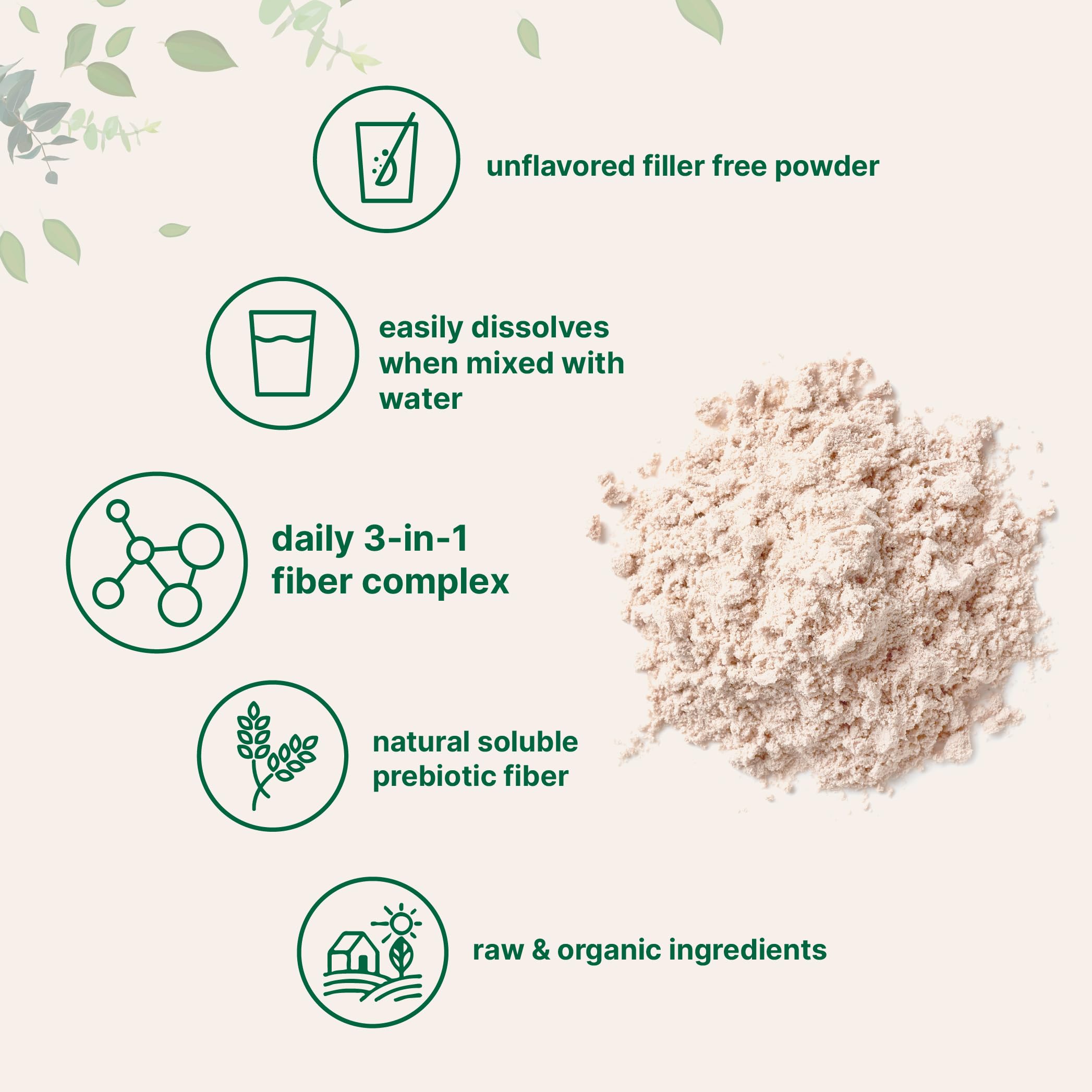 Micro Ingredients Organic Triple Fiber Powder with measuring spoon for easy portion control