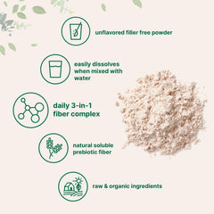 Micro Ingredients Organic Triple Fiber Powder with measuring spoon for easy portion control