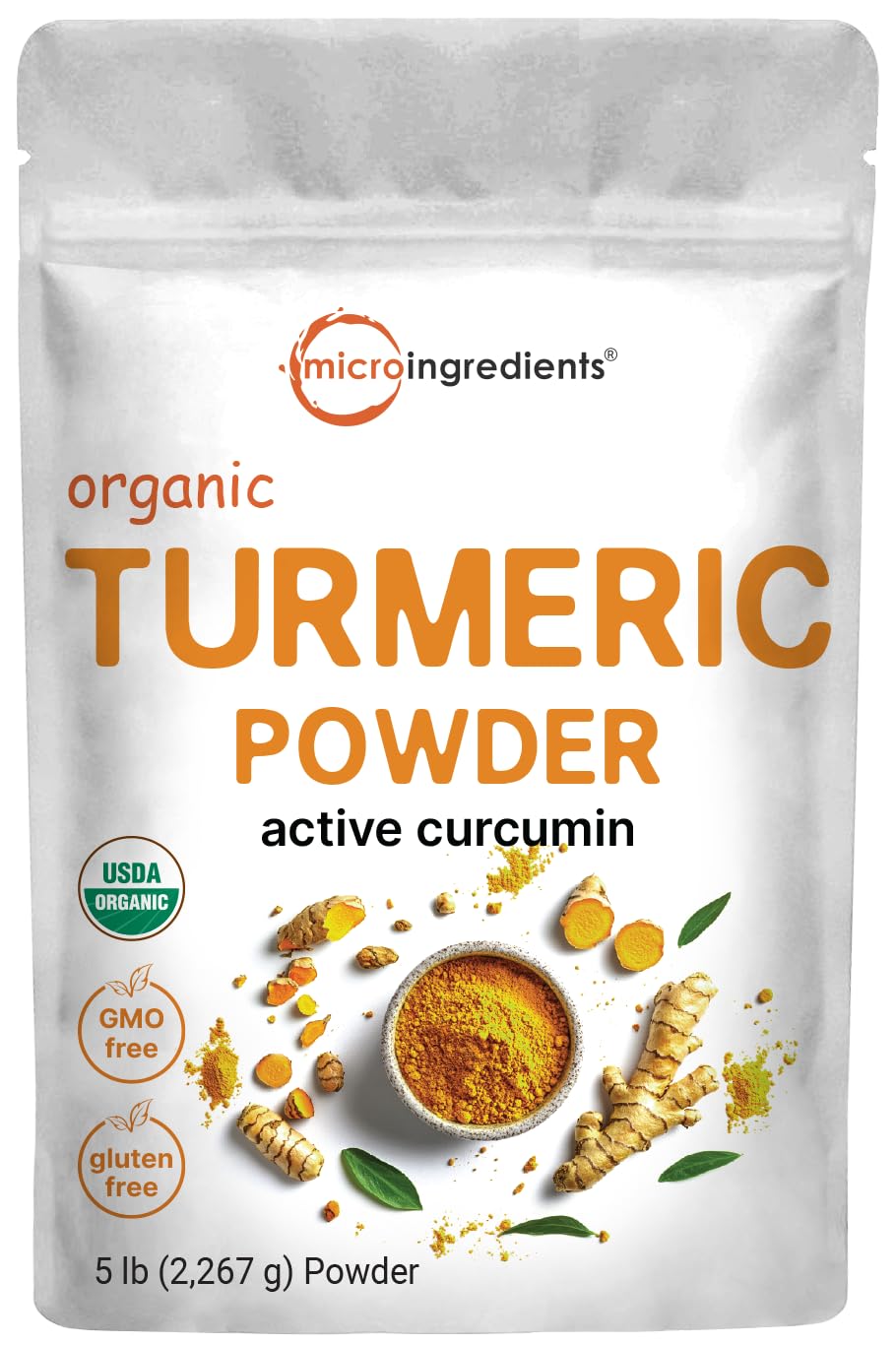 Micro Ingredients Organic Turmeric Powder 5lb bag for versatile cooking and smoothies