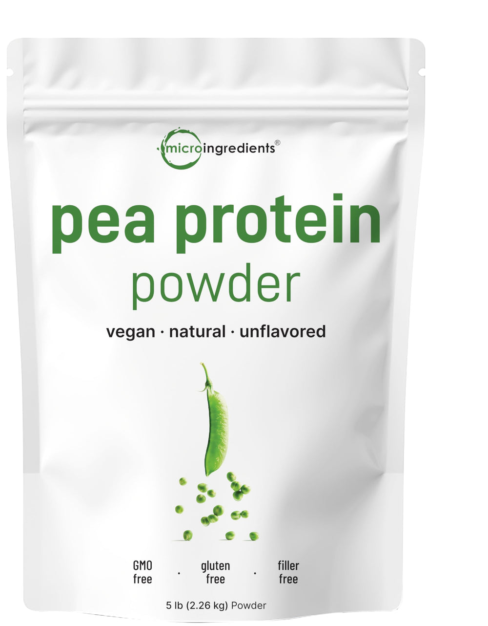 Micro Ingredients pea protein powder 5 lb bag for easy storage and quick shakes.