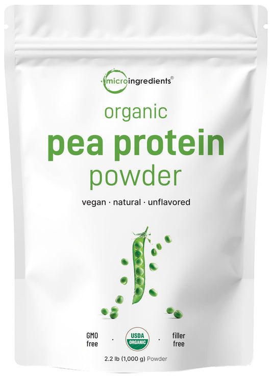 Micro Ingredients pea protein powder tub for plant-based shakes and meals