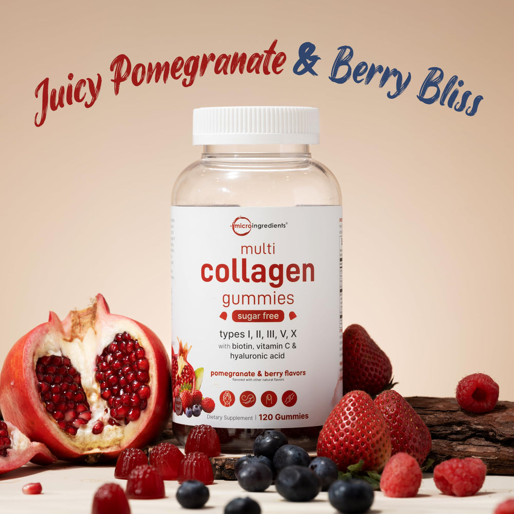 Micro Ingredients pomegranate-berry flavor gummy, sugar-free.
