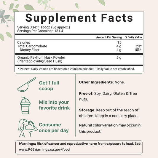 Micro Ingredients psyllium husk powder measured with spoon for convenient mixing