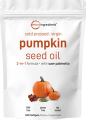 Micro Ingredients pumpkin seed oil softgels bottle for convenient daily supplementation.