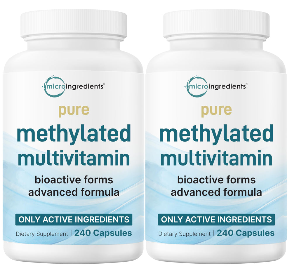 Micro Ingredients Pure Methylated Multivitamin pack with 480 capsules for daily wellness.