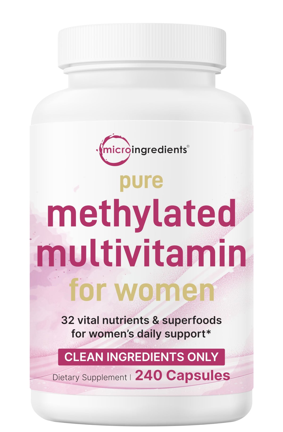 Micro Ingredients Pure Methylated Multivitamin for Women bottle showing daily wellness
