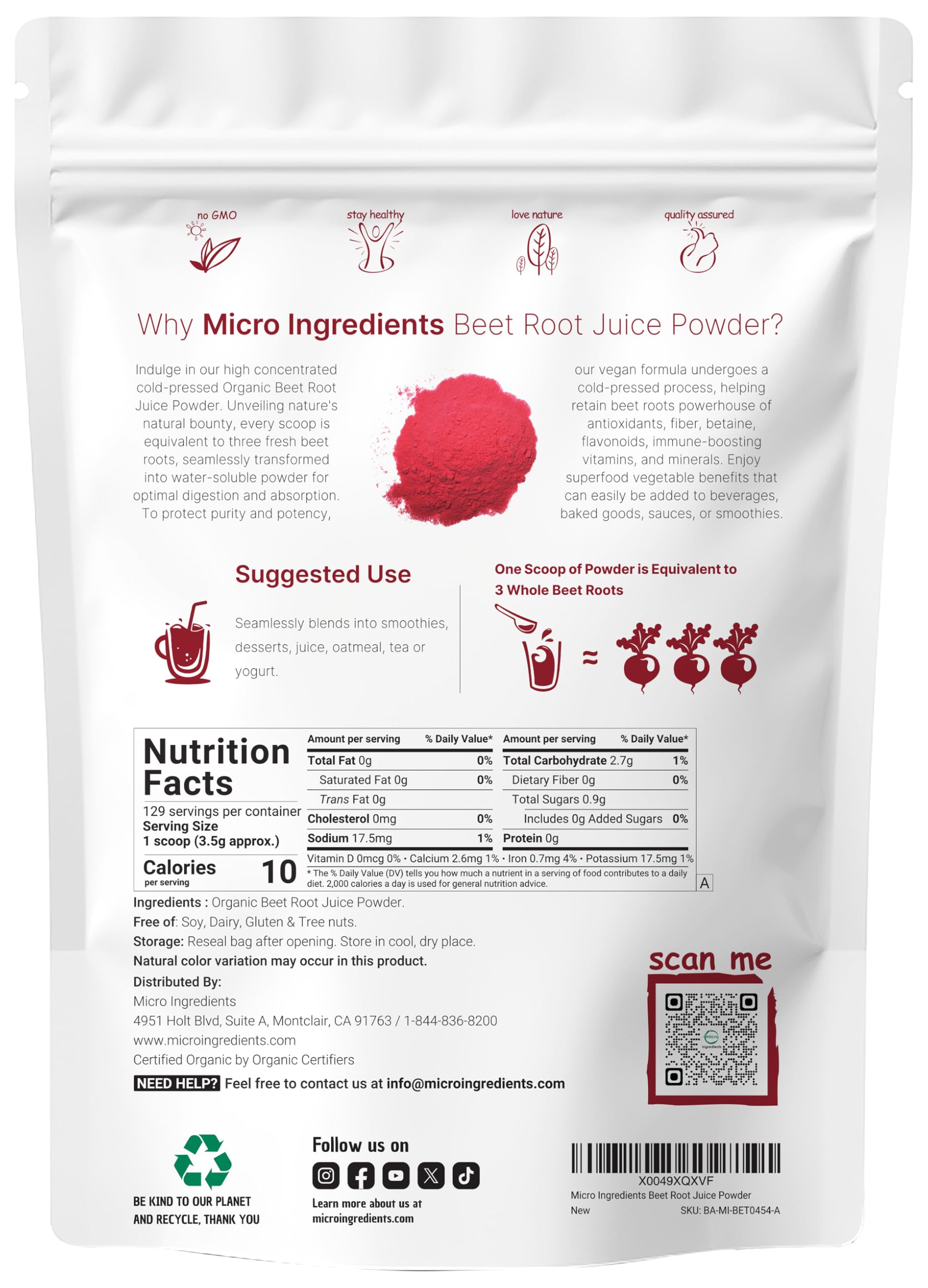 Micro Ingredients cuchara medidora para remolacha, medición exacta para cada preparación.