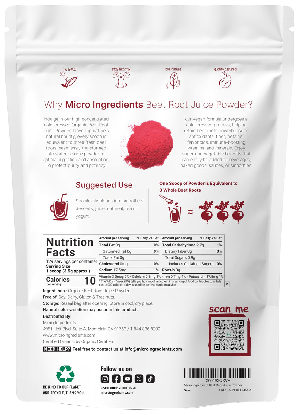 Micro Ingredients cuchara medidora para remolacha, medición exacta para cada preparación.