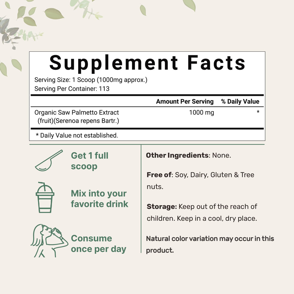 Micro Ingredients saw palmetto powder scoop for precise measurement in shakes and smoothies.
