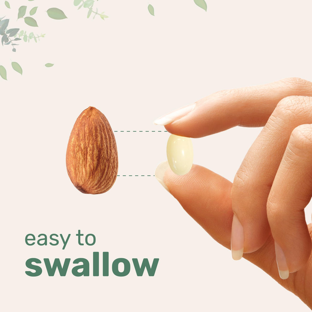 Micro Ingredients softgels on counter with coconut oil suggest absorption-friendly pairing.