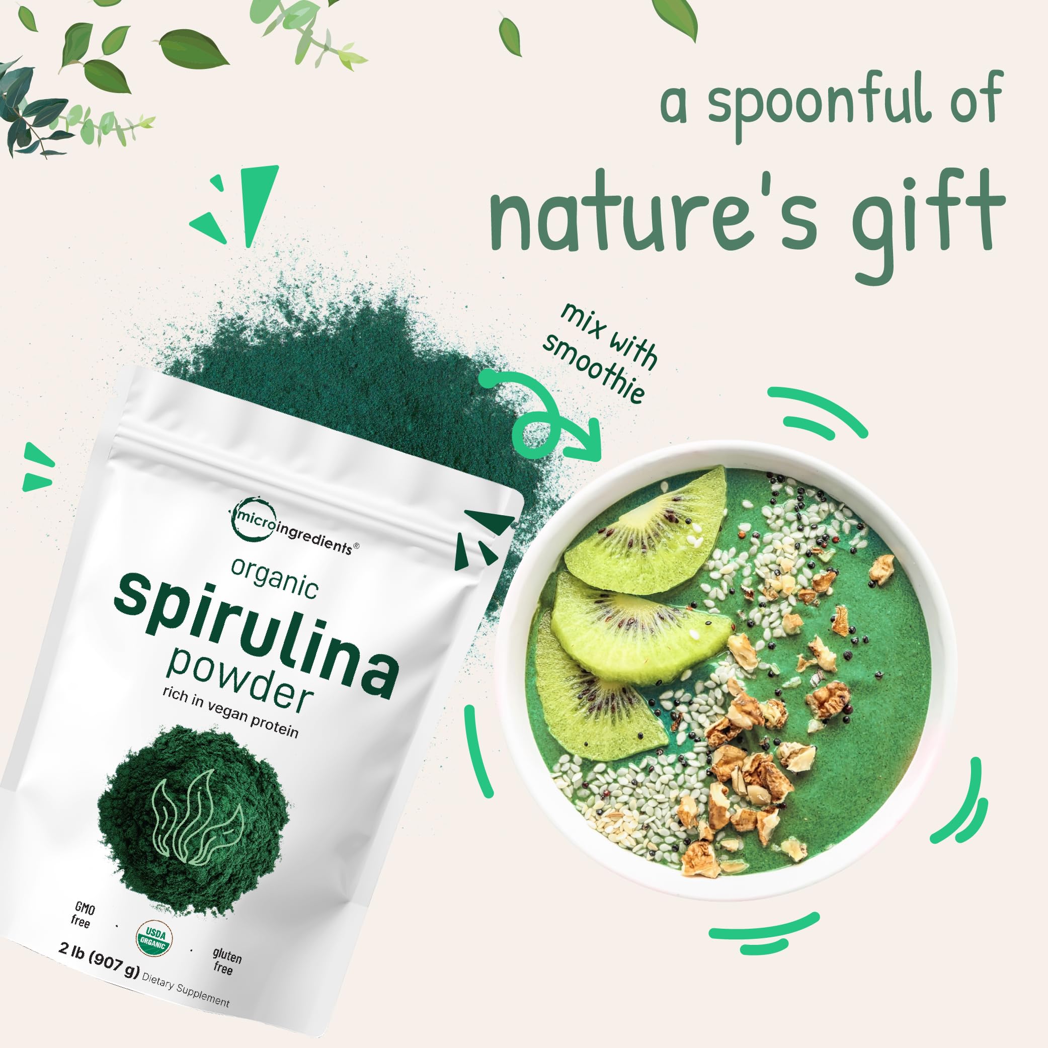 Micro Ingredients spirulina powder can make a green detox juice at home.