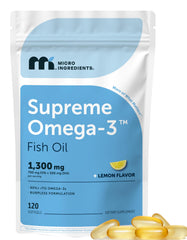 Micro Ingredients Supreme Omega-3 softgels with lemon flavor for easy daily intake.