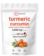 Micro Ingredients turmeric curcumin softgels with coconut MCT oil for enhanced absorption.