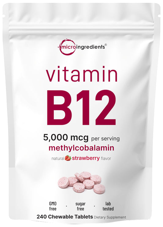 Micro Ingredients B12 5000mcg strawberry chewables fast dissolve for easy daily use