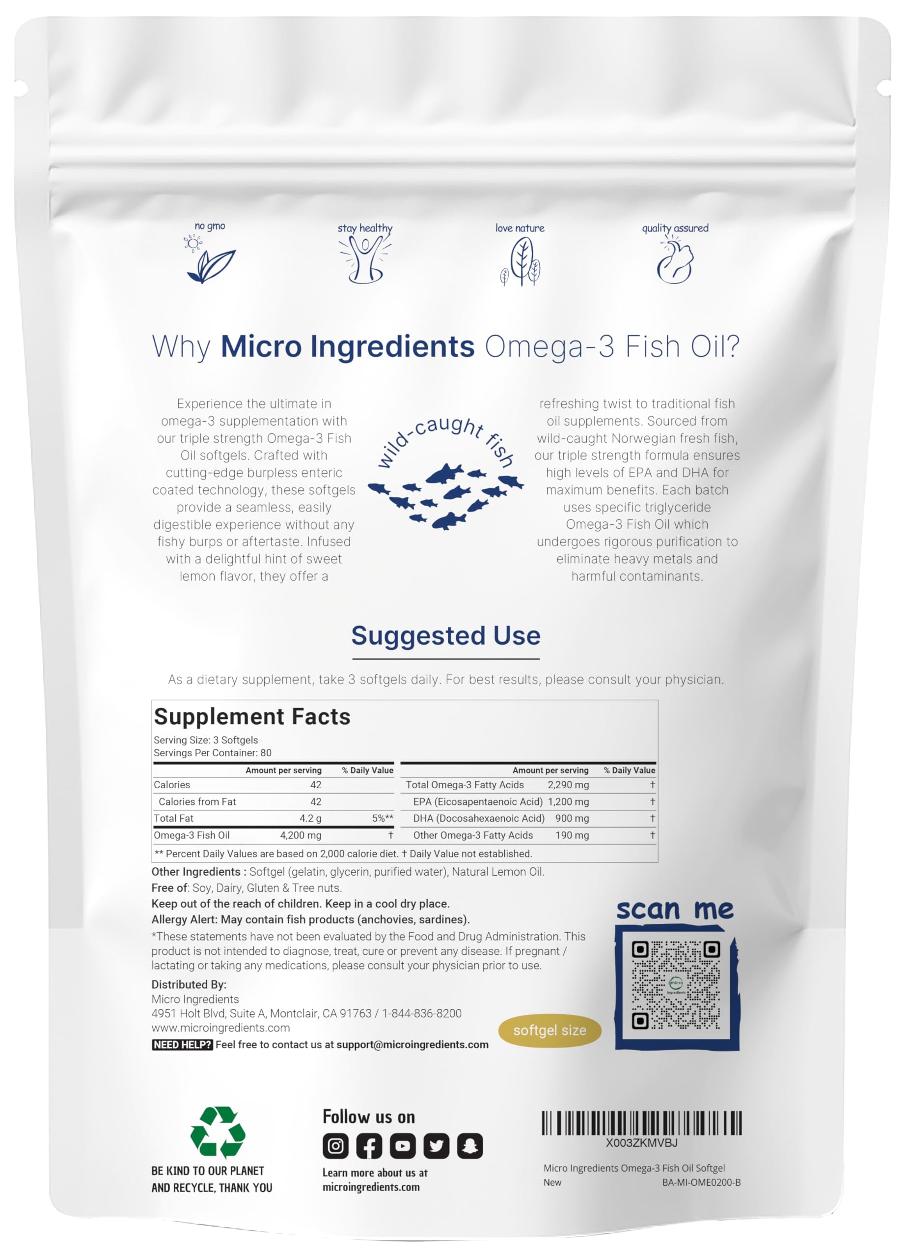 Wild-caught fish oil source from Micro Ingredients emphasizing purity