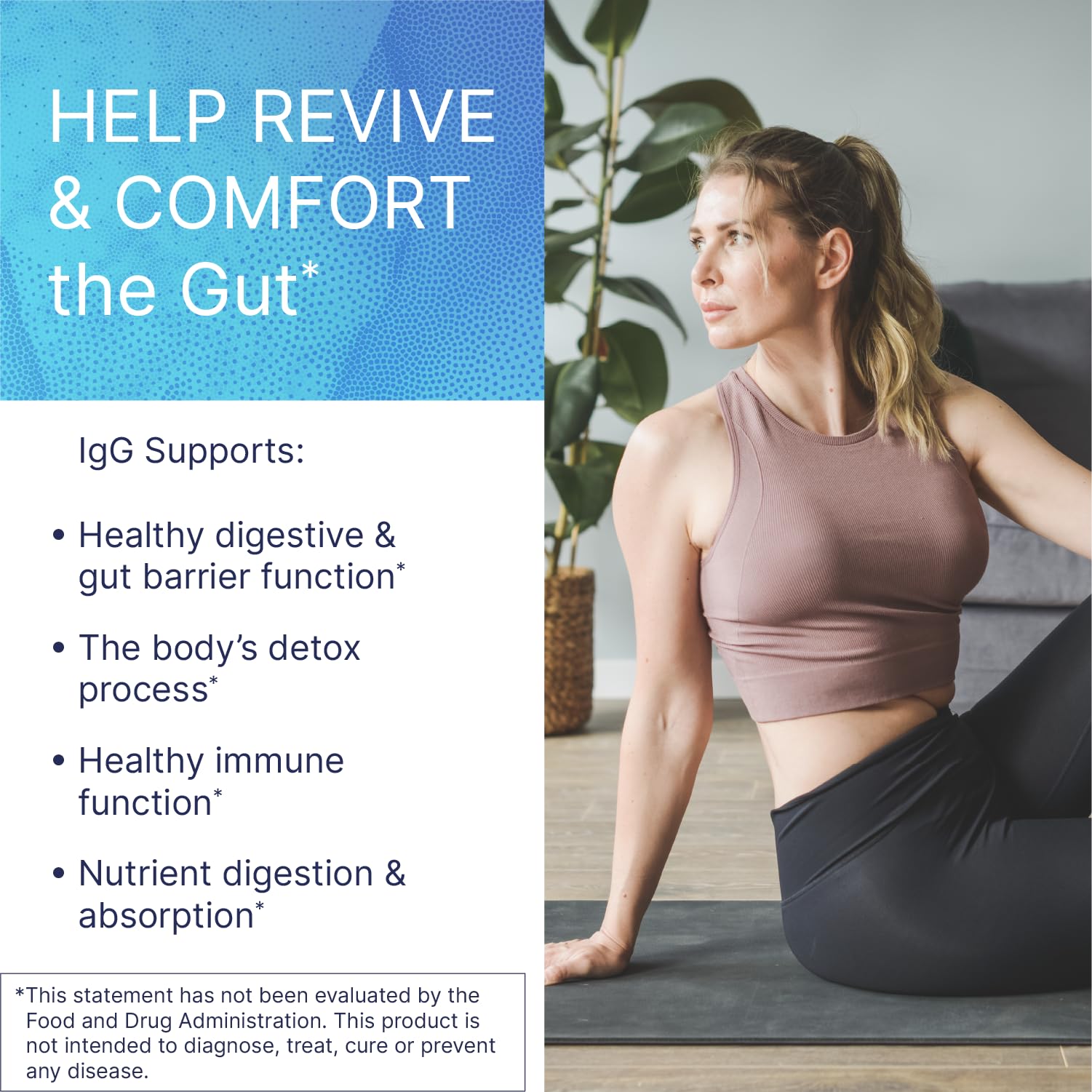 Mega IgG2000 pouring into a glass – easy daily use for gut health.