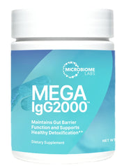 Microbiome Labs Mega IgG2000 powder tub – dairy-free gut health support.