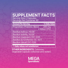MegaSporeBiotic family bottle illustrates a shared probiotic for diverse digestive needs.