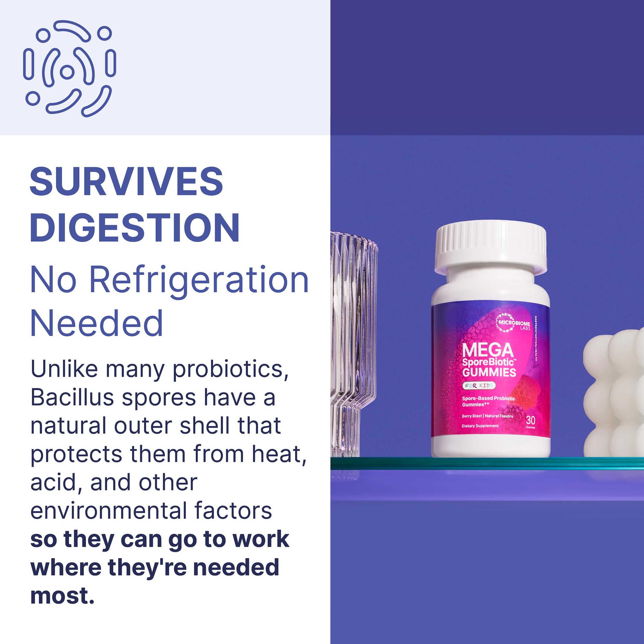 MegaSporeBiotic Kids gummies compatible with dairy- and soy-free diets.