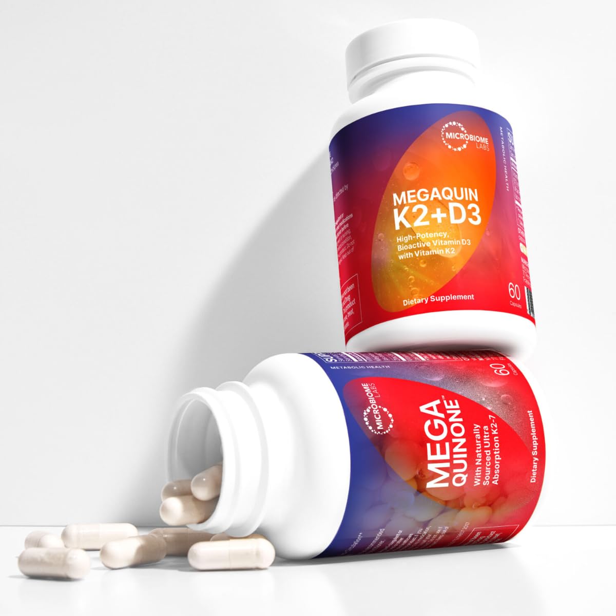 MegaQuin D3 K2 bottle back shows dosage guidance for reliable daily use.