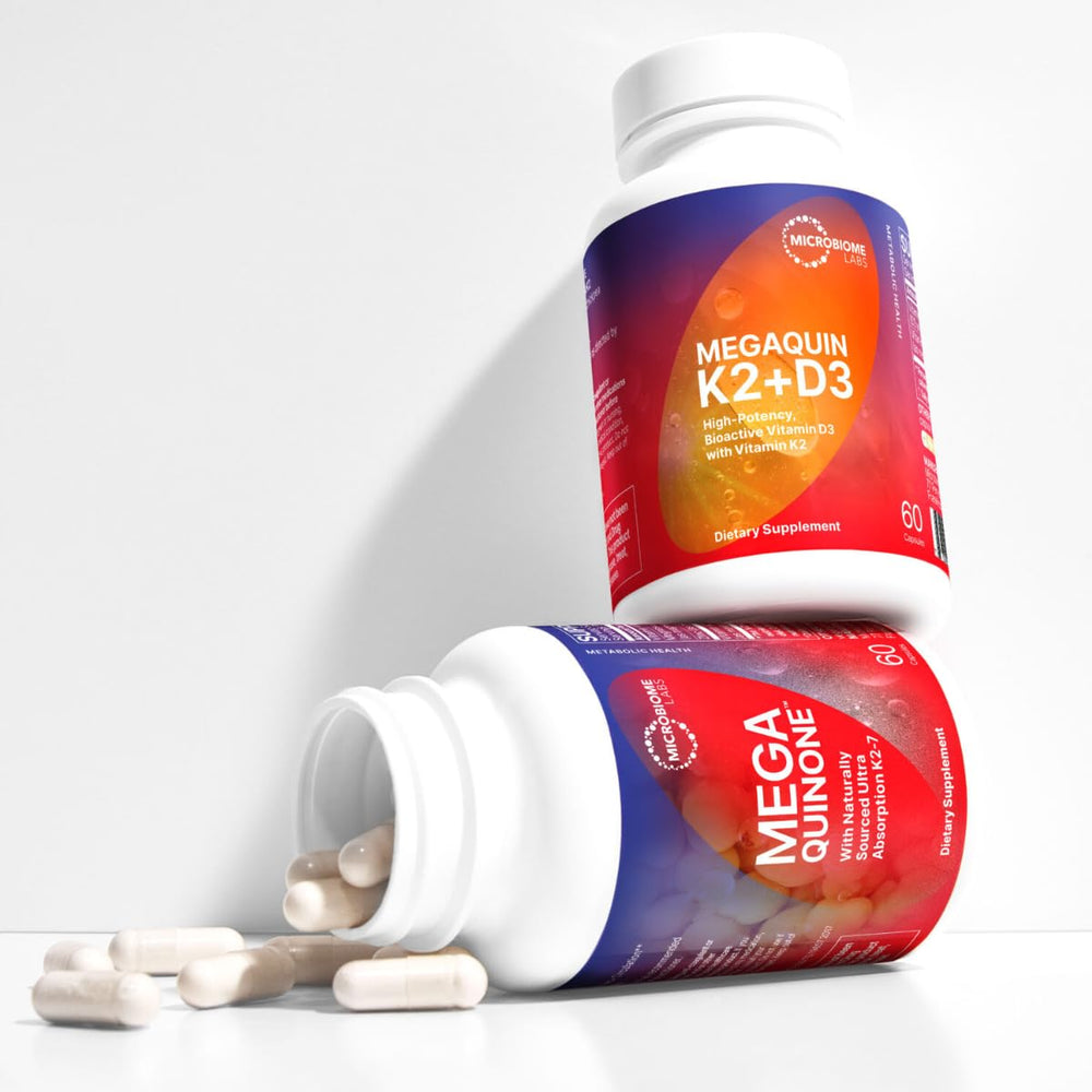 MegaQuin D3 K2 bottle back shows dosage guidance for reliable daily use.