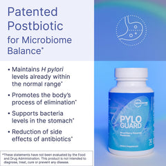 Microbiome Labs PyloGuard bottle side highlights simple daily use