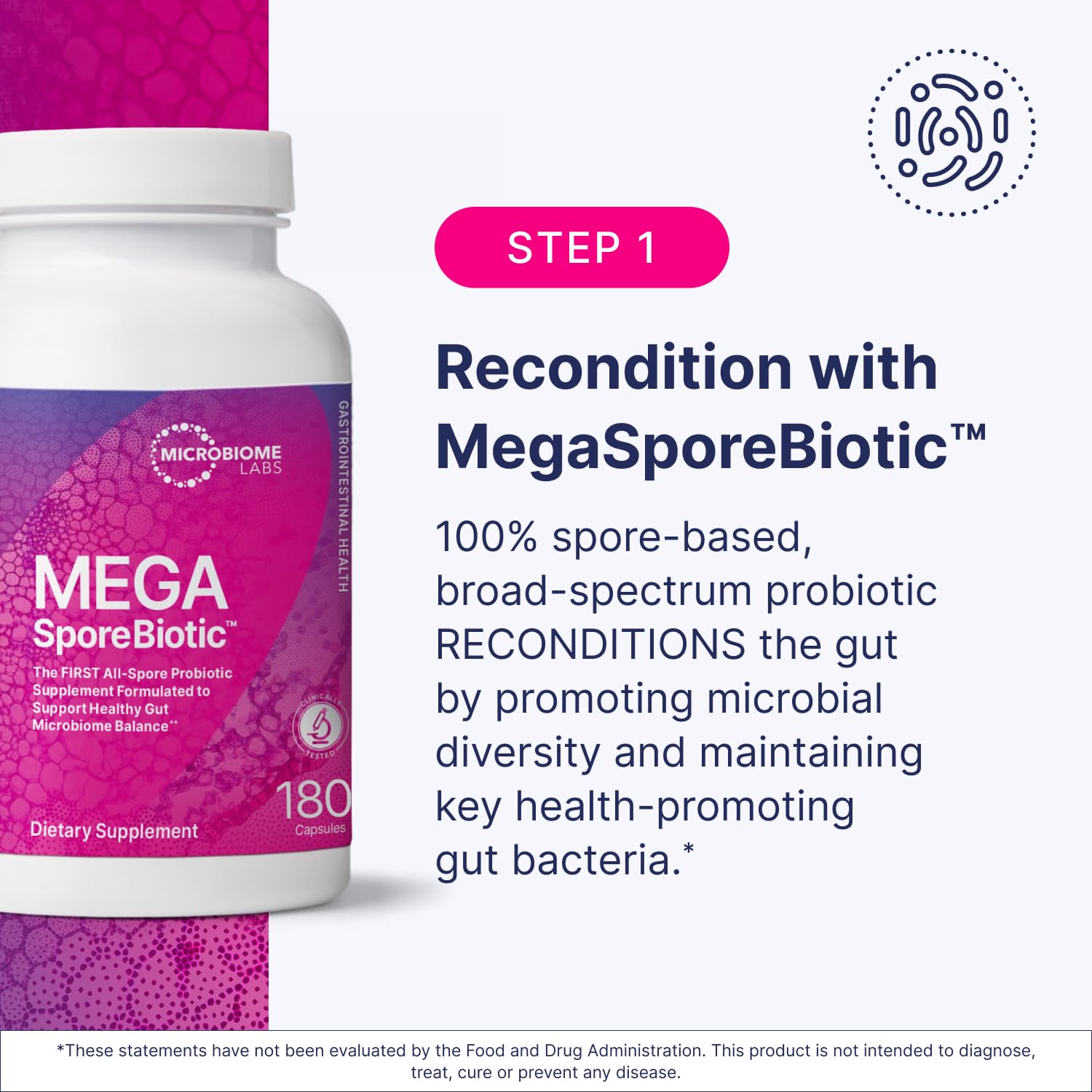 Microbiome Labs Total Gut Restoration Kit instruction card for easy daily use