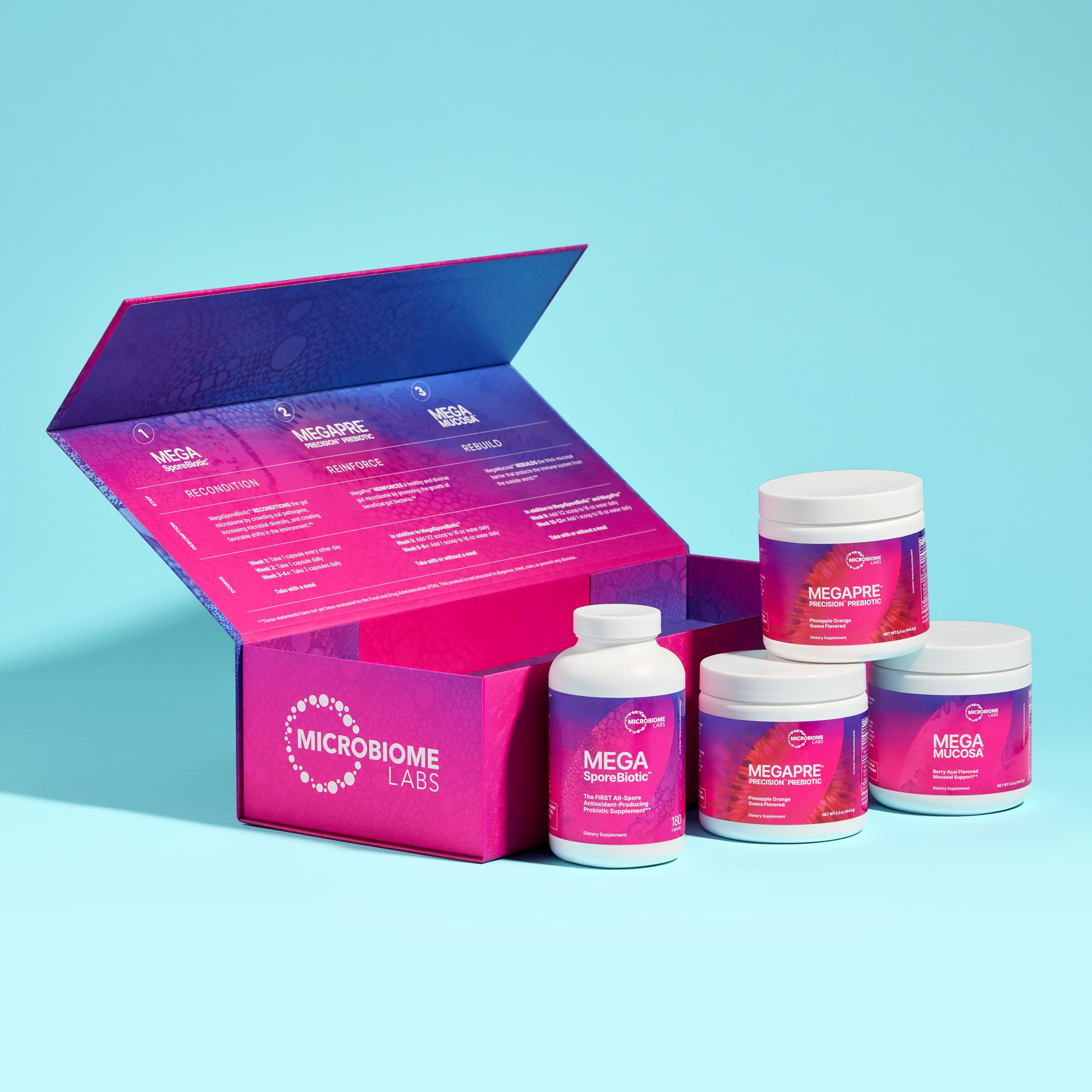 Microbiome Labs Total Gut Restoration Kit MegaPre prebiotic powder supports microbial diversity