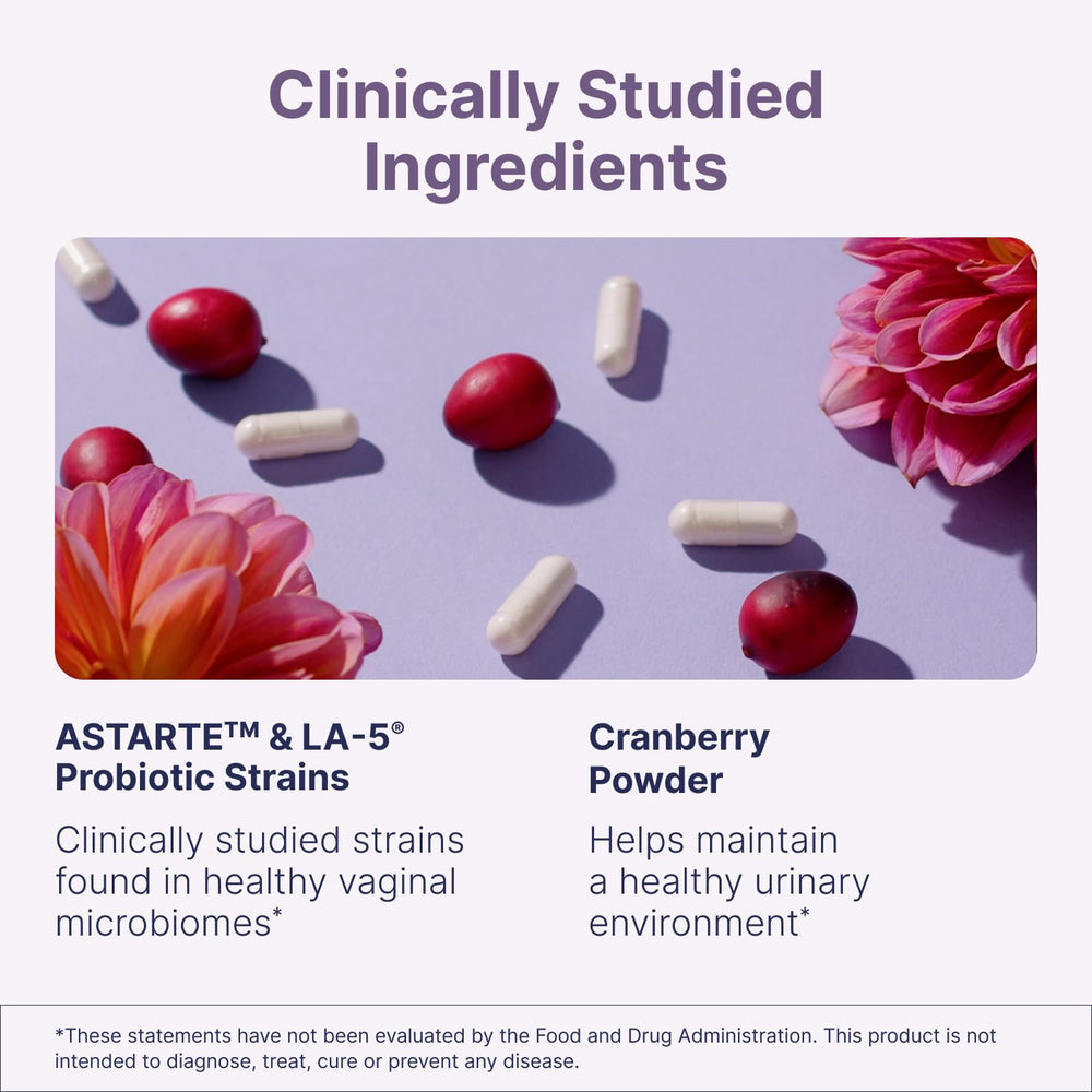 Cranberry packaging image suggests urinary health support for women.