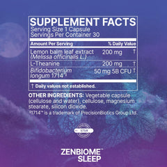 Lemon balm leaf highlight with calming herbal note for Zenbiome Sleep.