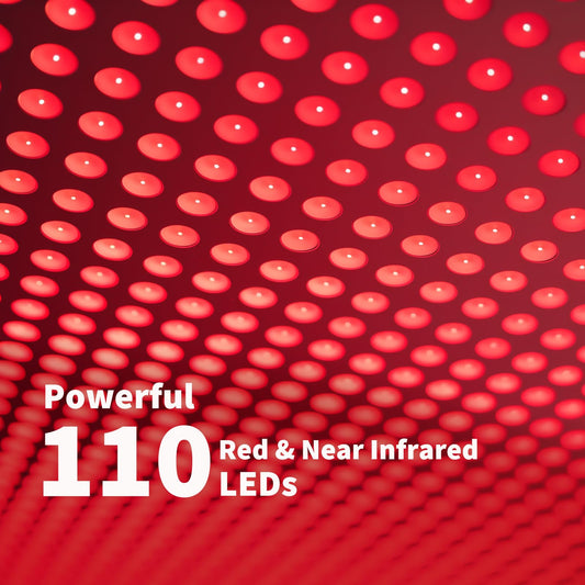 MicroENE 660nm red light panel illuminating the face for daily beauty routine
