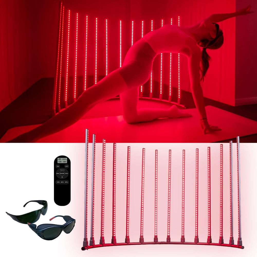 MicroENE red light lamp with full-body coverage for head-to-toe wellness sessions