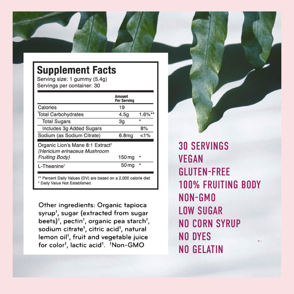 Microjoy Concentrate Gummies nutrition panel emphasizes clean ingredients and low sugar