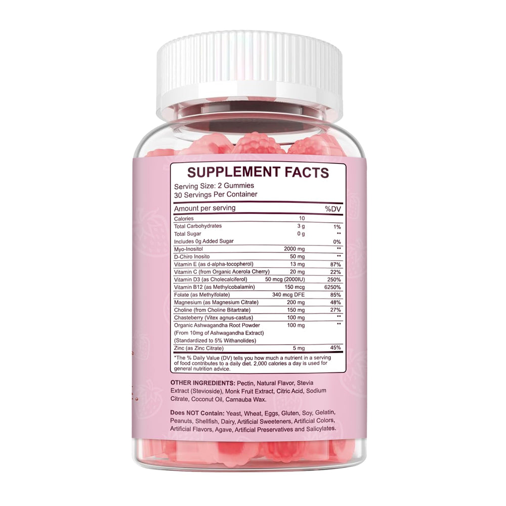 MICYDELAS bottle back view showing 60 gummies for daily habit.