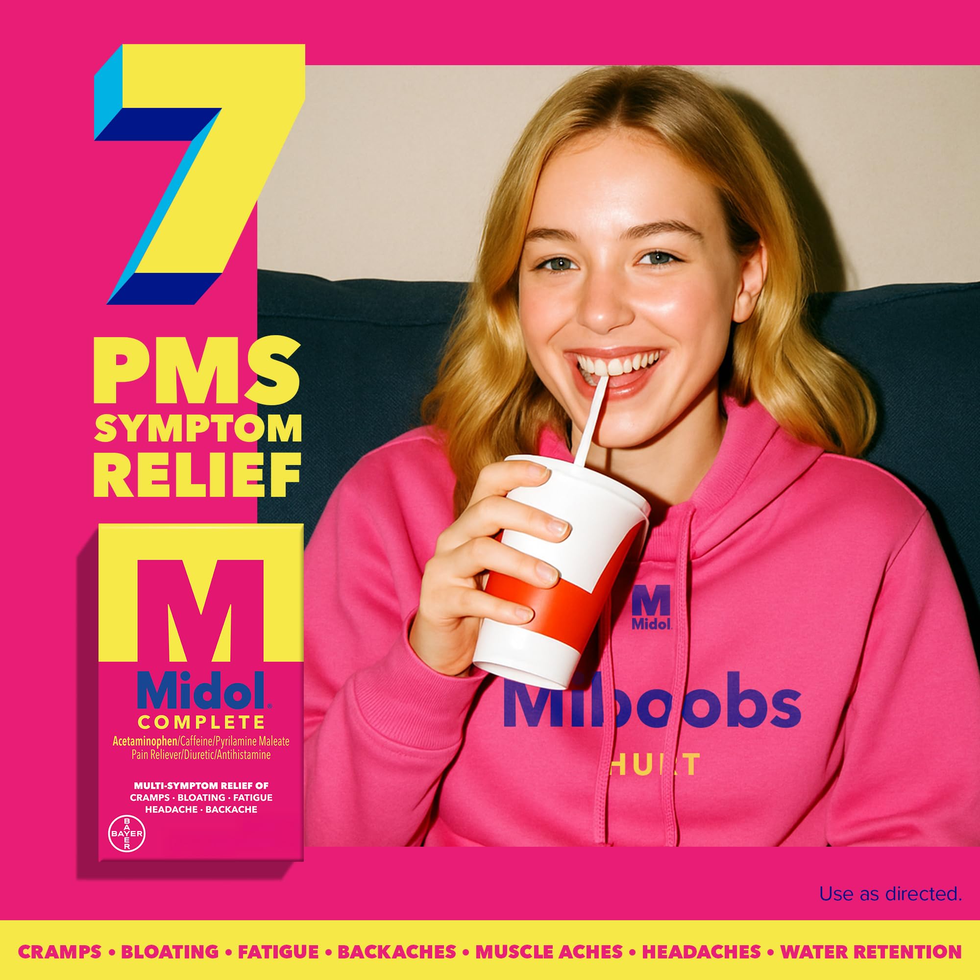 Midol Complete bottle of caplets ready for on-the-go cramps support