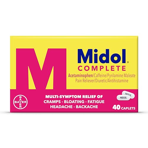 Front view of three Midol Complete boxes on a clean surface