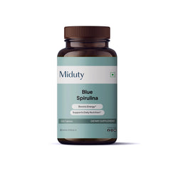 Miduty Palak Notes Blue Spirulina tablets add vibrant color to smoothies.
