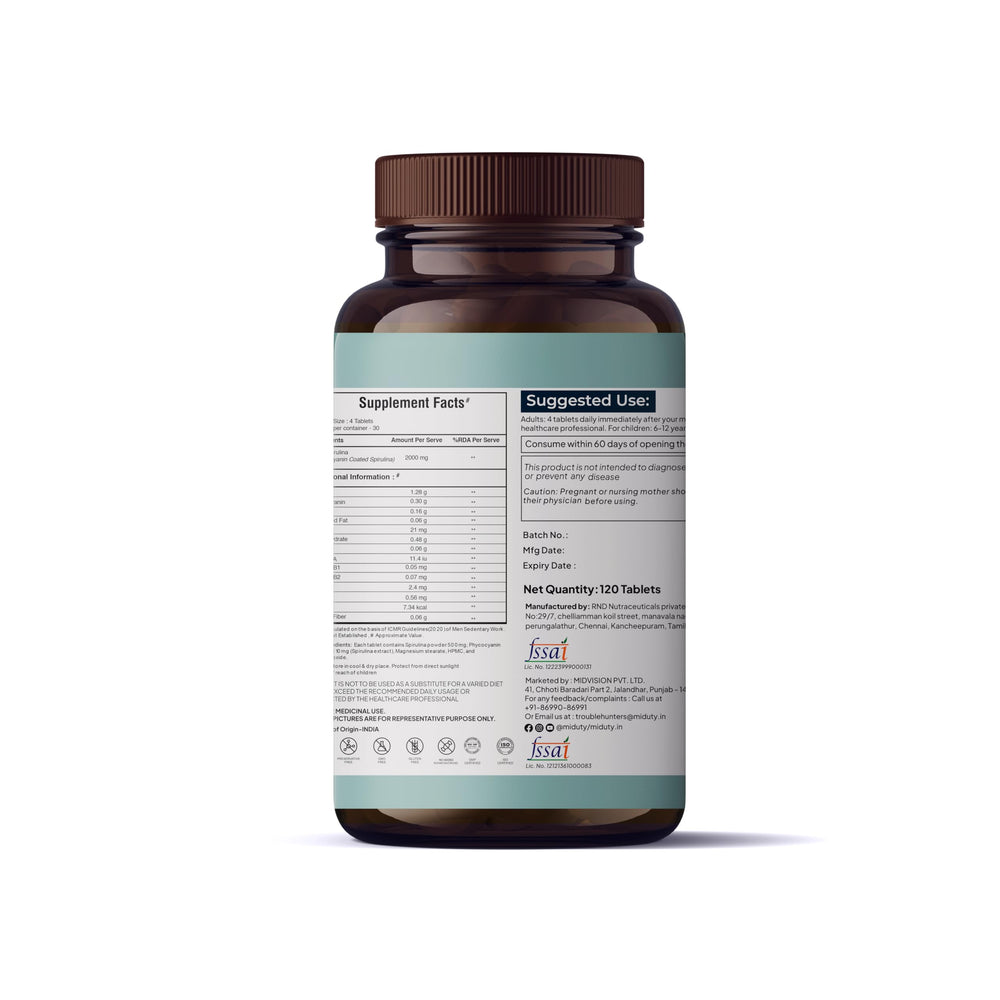 Gluten-free Palak Notes spirulina tablets for clean daily use.
