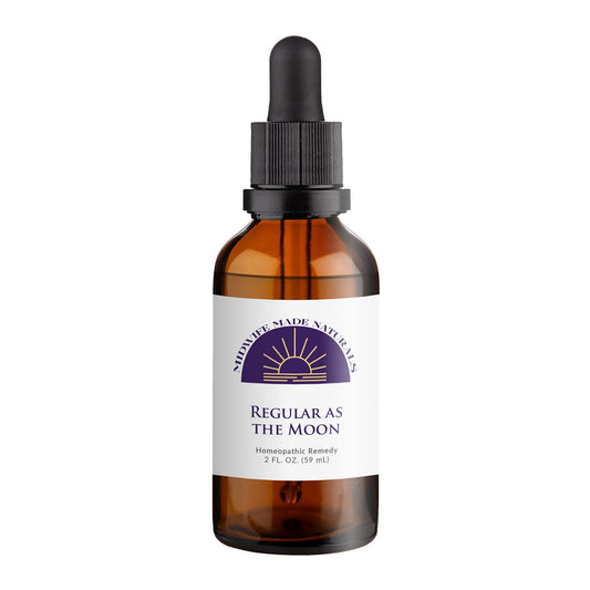 Midwife Made Naturals Regular as The Moon bottle for hormone-free cycle support.