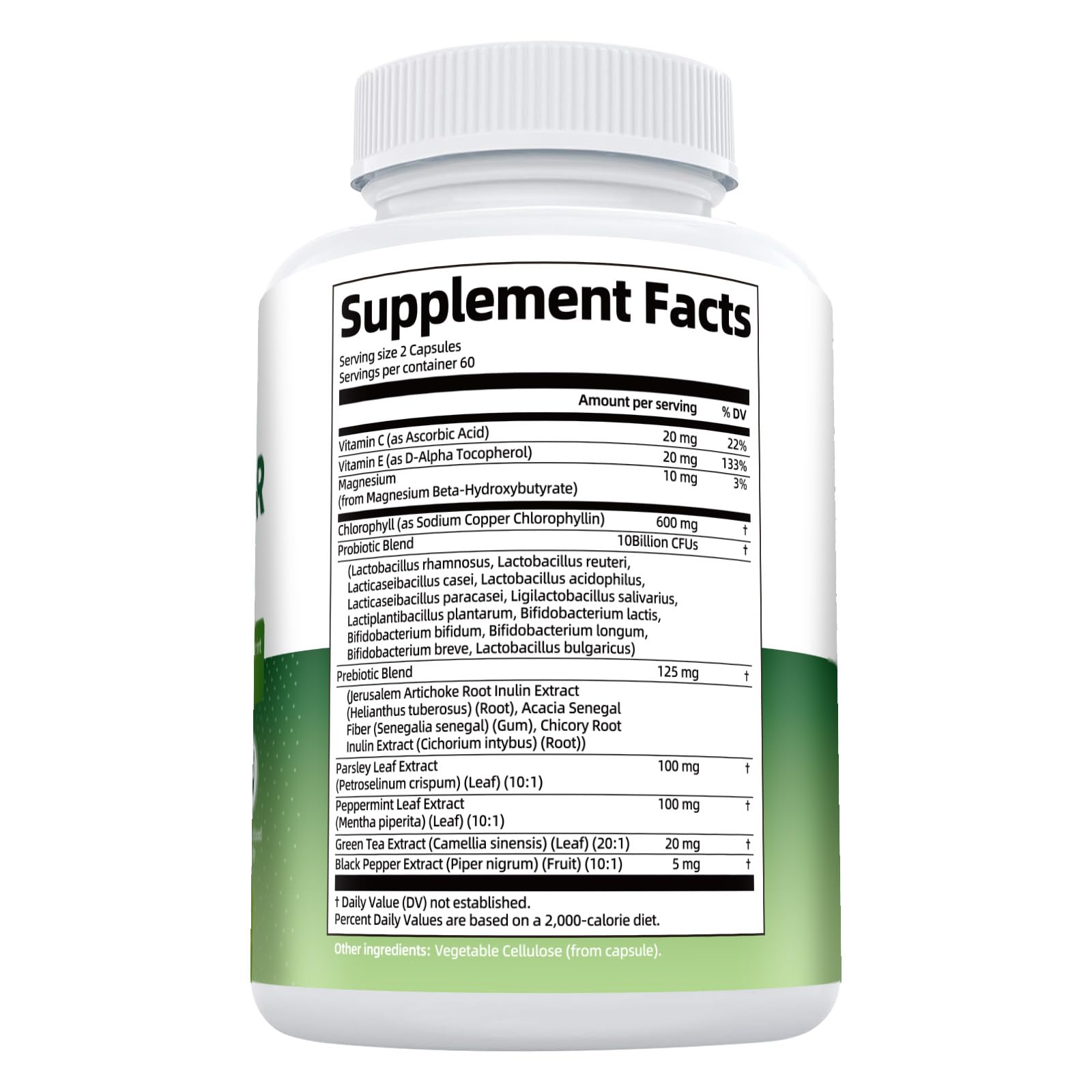 Packaging shows a 60-day supply of 120 capsules.