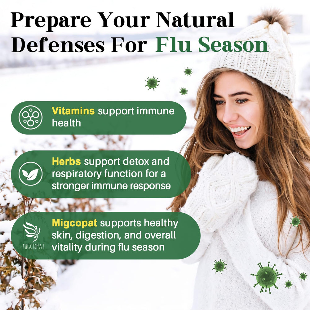 Migcopat drops ingredients close-up with turmeric, echinacea, elderberry for immune support.