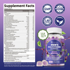 Migcopat men's multivitamin bottle nutrition panel highlights vitamins and minerals.