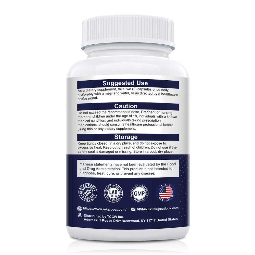 Migcopat Probiotics packaging showing vegan label designed for various dietary needs.